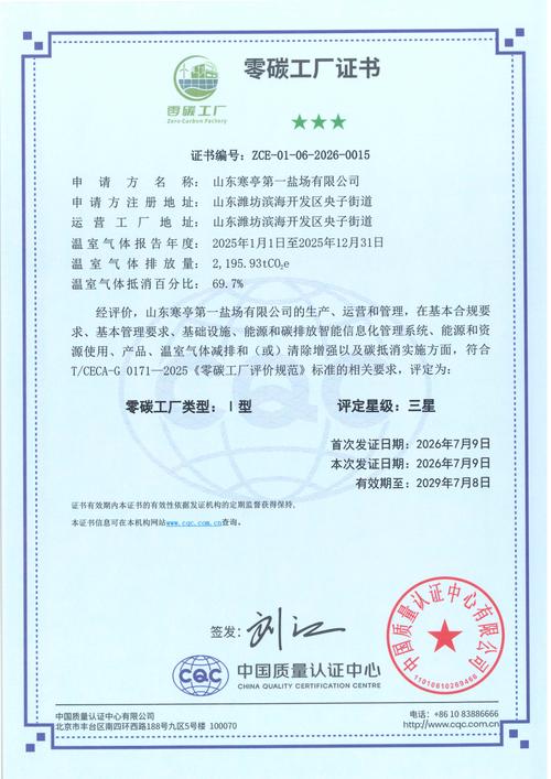 {“title”: “鲁银投资 寒亭一盐场获评'零碳工厂' 浙江投资管理赋能绿色转型”, “content”: “## 一、事件背景\n\n近日，鲁银投资集团旗下寒亭第一盐场成功通过相关评审，获评'零碳工厂'称号。这一资质的取得，标志着该盐场在绿色低碳生产、能源结构优化和碳排放管理方面达到了行业领先水平，也成为鲁银投资在新能源与传统盐业融合领域的标志性成果。\n\n值得关注的是，寒亭一盐场的零碳转型背后，离不开鲁银投资浙江投资管理团队的专业赋能。作为鲁银投资在长三角地区的重要投资管理平台，浙江投资管理公司